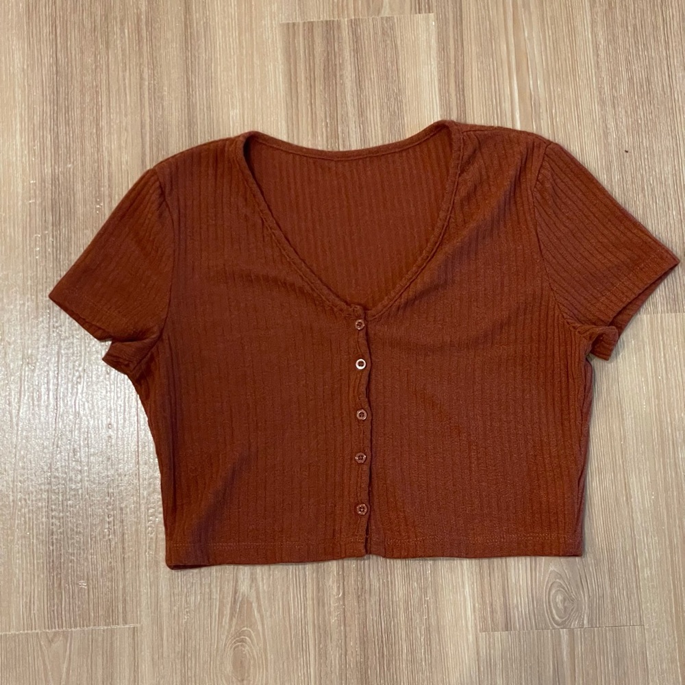 Rust cropped cardigan